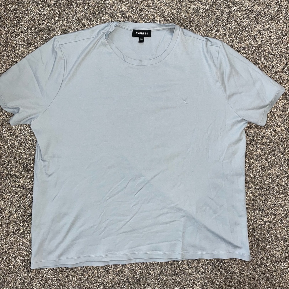 Express Men's Light Blue T-Shirt Size Large